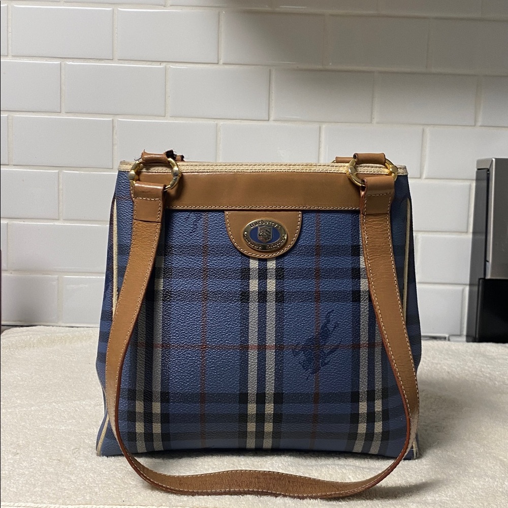 Burberry Blue and Tan Nova Check shoulder bag